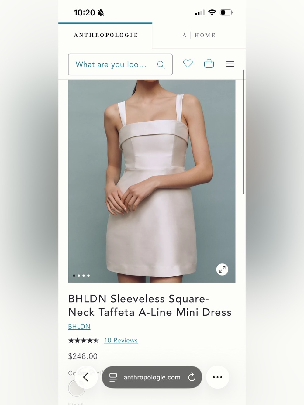 NWT BHLDN Taffeta Bridal Satin Mini Dress size 6